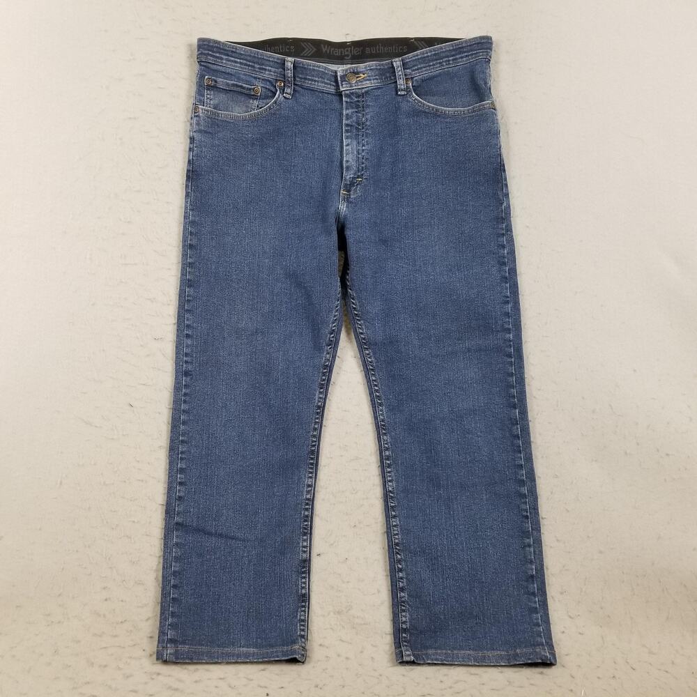 Wrangler Jeans Mens 36x29 Blue Medium Wash Straight Stretch Denim Casual Pants
